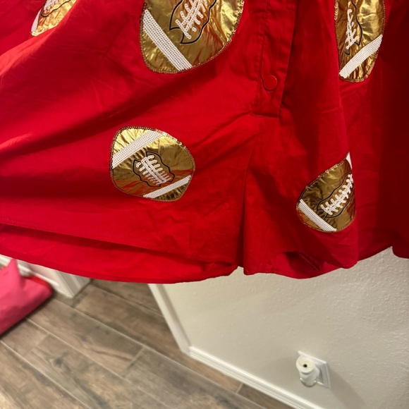 Red & Gold Football Romper by Queen of Sparkles. - Picture 7 of 10